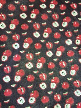 Vintage Spring Industries Fabric Apples Black background - 68" L x 44" Wide